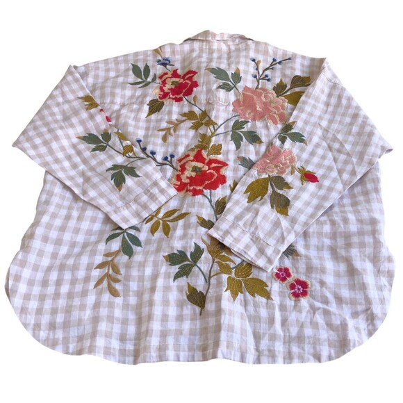 X Large Johnny Was Workshop Adele Gingham Pocket Overshirt Boho Chic - Picture 8 of 14